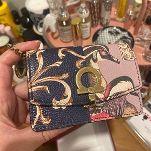 Salvatore Ferragamo Printed Leather Keychain Cardholder Wallet